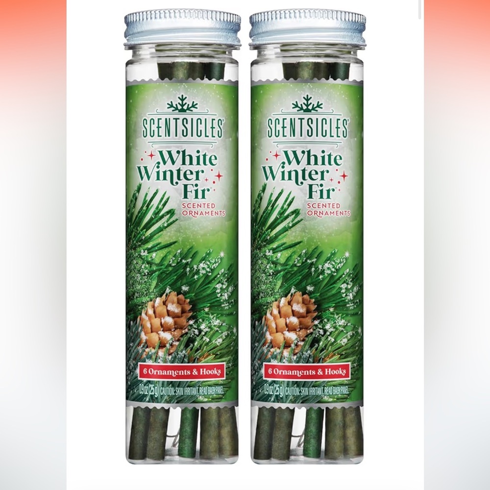White Winter Fir Scented Ornaments, 2 packs, 12 ornaments, Christmas Tree Scent